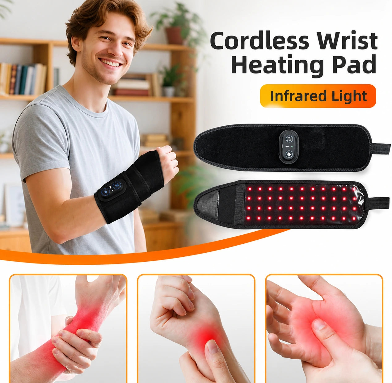 WristRelief Pro™ — Heated Wrist Massager with Red Light Therapy