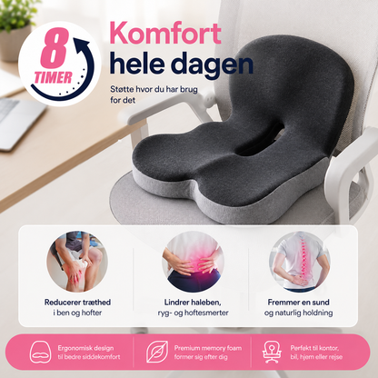 BAGBABA™ Ortopædisk Sædepude – Lindrer Smerter i Haleben & Lænd