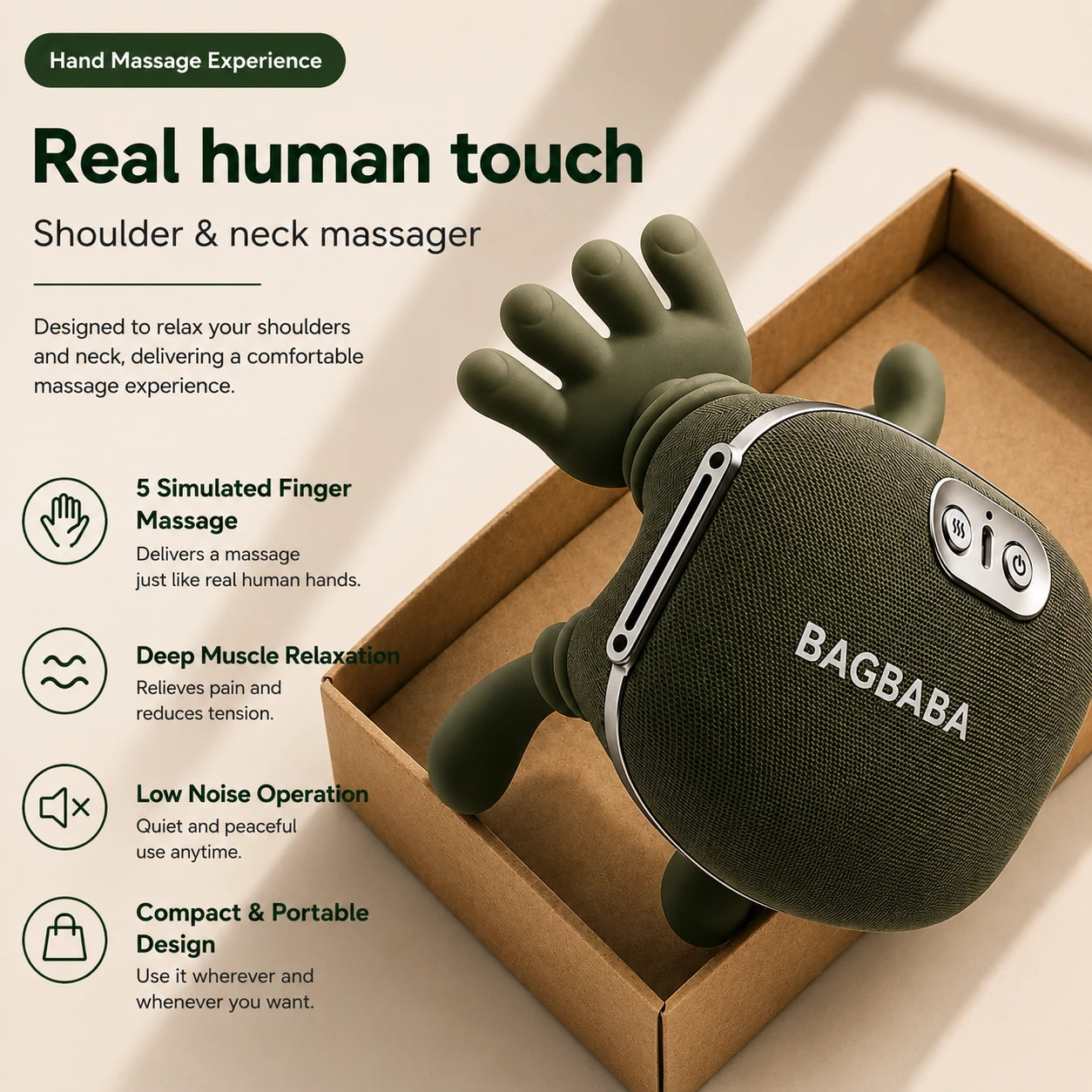 BAGBABA™ Pro Palm & Body Massager | Relief & Heat Therapy
