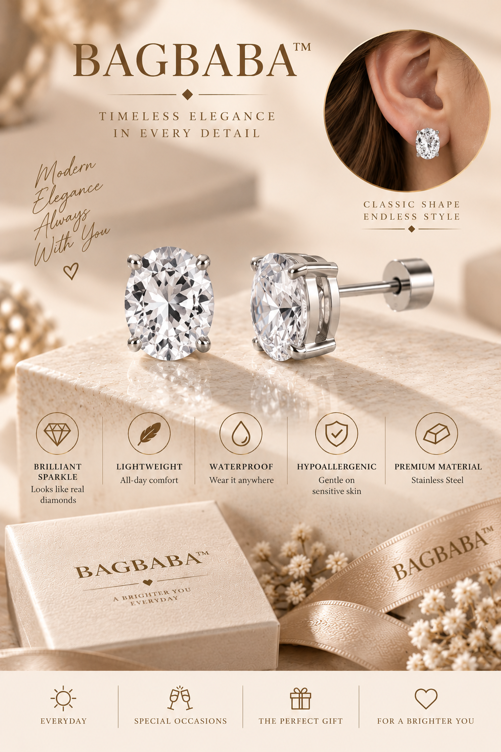 BAGBABA™ Pear-Cut Stud Earrings ✨